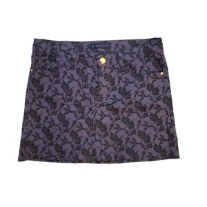 Juicy Couture Gray Denim Lace Design Jean Mini Skirt Size‎ 28